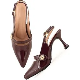 belve paris Maroon Western Cut Party Heels - Deep Jewel Embellishment Pumps-picture-52