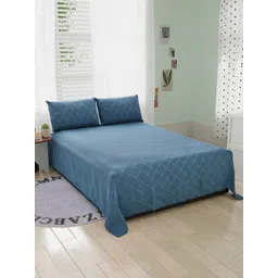 BELVOSTUM Burfi Style Blue 260 TC Microfiber Double King Bedsheet With 2 Pillow Covers-picture-27