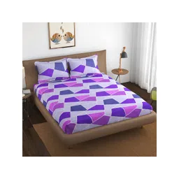 BELVOSTUM Lavender & Purple 220 TC Queen Bedsheet with 2 Pillow Covers-picture-21