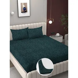 BELVOSTUM Teal Floral Printed 250 TC Microfiber King Bedsheet - 2.2 m x 1.5 m-picture-36