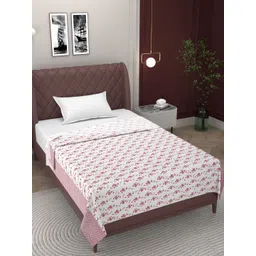 BELVOSTUM White & Pink Floral 300 TC 2 Single Bedsheet with Pillow Covers-picture-23