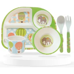 Baby Self Feeding Essential Baby Dinnerware Bamboo Fibre Dinner Set For Kids - Bamboo Fibre-image-2