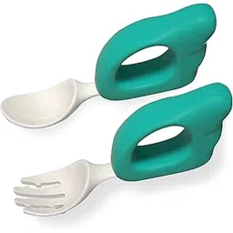 Bembika Baby Training Spoon Wing Shape Spoon, Baby Silicone Training Spoon for Baby, Baby Spoon and Fork Set, Baby Spoon Feeding (Green).-picture-10