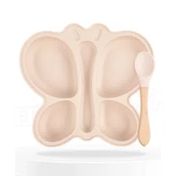 Bembika Baby Feeding Essential Baby Dinner Set Silicone Tableware Set for Baby Butterfly Design Pack Of 2 - Beige-image-17