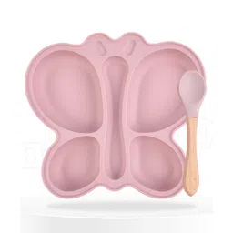 Bembika Baby Feeding Essential Baby Dinner Set Silicone Tableware Set for Baby Butterfly Design Pack Of 2 - Pink-picture-33