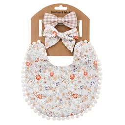 Bembika Baby Feeding Essential Baby Feeding Bib And Bow Floral- Off White-picture-25