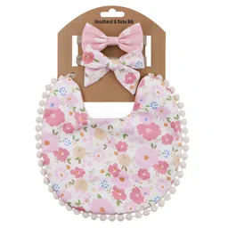 Bembika Baby Feeding Essential Baby Feeding Bib And Bow Floral- Pink-picture-26