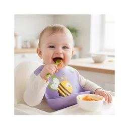 Bembika Baby Feeding Essential Baby Feeding Bib Silicone Tableware Bee Print- Purple-picture-18
