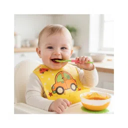 Bembika Baby Feeding Essential Baby Feeding Bib Silicone Tableware Car Print- Yellow-picture-17