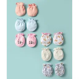 Ben Benny 100% Cotton Interlock Knit Mittens with Animal & Heart Print Pack of 6 - Multicolor-picture-11