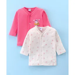 Ben Benny 100% Cotton Knit Full Sleeves Front Open Jablas with Floral & Bunny Print Pack of 2 - Pink & White-picture-20
