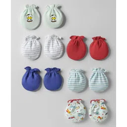 Ben Benny 100% Cotton Knit Mittens with Vehicle Print Pack of 6 - Multicolor-picture-32