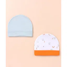 Ben Benny 100% Cotton Knit Round Solid & Elephant Print Cap Pack of 2  Gray & White - Diameter 10 cm-picture-26