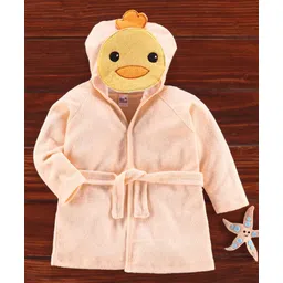 Ben Benny Full Sleeves Animal Patched Hooded Bath Robe - Peach-picture-27