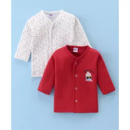 Ben Benny Interlock 100% Cotton Knit Front Open Full Sleeves Cake Printed Jablas Pack of 2 - White & Maroon-picture-37