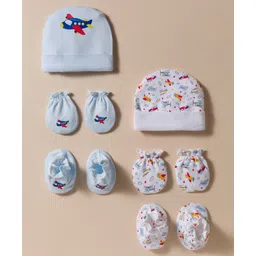 Ben Benny Interlock Knit Cap Mitten & Booties Set with Airplane Print Pack of 2 Light Blue & White - Diameter 9.5 cm-picture-20