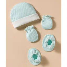Ben Benny Interlock Knit Cap Mittens & Booties Set With Stripes Light Blue - Diameter 10 cm-picture-38