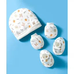 Ben Benny Interlock Knit Cap, Mittens & Booties With Teddy Bear Print White - Diameter 10.5 cm-picture-19