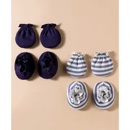 Ben Benny Interlock Knit Mittens & Booties Set with Stripes Pack of 2 - Navy Blue-picture-35