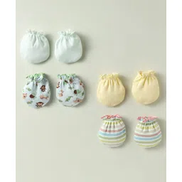 Ben Benny Interlock Knit Mittens With Stripes & Animal Print - Multicolour-picture-22