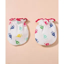 Ben Benny Interlock Knit Mittens with Stripes Ships Prints Pack of 4 - Grey Blue & White image 3