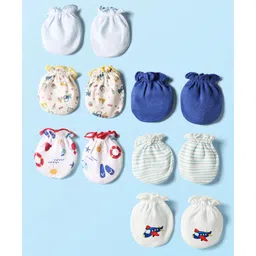 Ben Benny Interlock Knit Mittens with Vehicle Print & Stripes Pack of 6 - Multicolor-picture-34