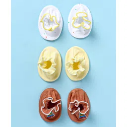 Ben Benny Interlock Knit Solid Color & Star Print Booties Pack of 3 - White Tan & Lemon Yellow-picture-11
