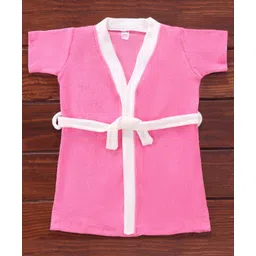 Ben Benny Terry Half Sleeves Solid Colour Bath Robe- Pink-picture-15