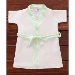 Ben Benny Terry Half Sleeves Solid Colour Bath Robe- White image 1