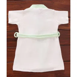 Ben Benny Terry Half Sleeves Solid Colour Bath Robe- White image 2