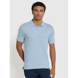Ben Sherman Blue Buttoned Placket All Over Printed Regular Fit Polo T-Shirt-picture-24