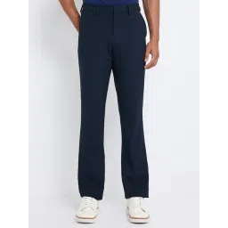 Ben Sherman Blue Constructed Waistband Slim Fit Flat Front Trousers-picture-47