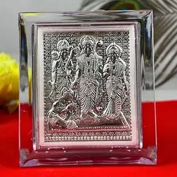 Benares Souvenirs 999 Silver Ram Darbar & Hanuman Ji Photo Frame Divine God Frame for Home Car Dashboard (Size: Height - 7cm, Width - 6cm, Length - 3cm)-picture-12