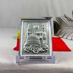 benares souvenirs Elegant 999 Silver Holy Mecca Madina Divine Frame for Home & Car Dashboard Decorative Showpiece-10 cm-picture-32