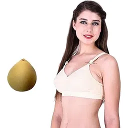 bencomm Mastectomy Cancer Pocket Skin White Bra with one Micro Fiber Filled Adjustable Pad | Cotton Bra-picture-32