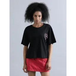 Bene Kleed Black Cotton Graphic Print Oversized T-Shirt-picture-29