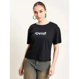 Bene Kleed Black Cotton Graphic Print T-Shirt-picture-34