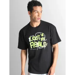 Bene Kleed Black Cotton Loose fit Print T-Shirt-picture-29