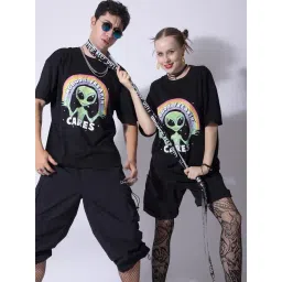 Bene Kleed Black Cotton Regular fit Print T-Shirts-picture-41