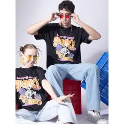 Bene Kleed Black Cotton Regular fit Print T-Shirts-picture-43