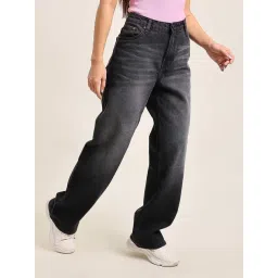 Bene Kleed Black Cotton Relaxed Fit Mid Rise Jeans-picture-21