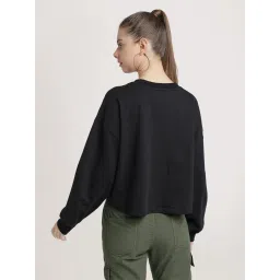 Bene Kleed Black Cotton Relaxed Fit Oversized Sweatshirt image 2