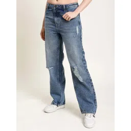 Bene Kleed Blue Cotton Distressed Jeans-picture-29