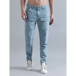 Bene Kleed Blue Cotton Regular fit Solid Cargo Jeans-picture-30