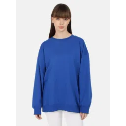 Bene Kleed Blue Cotton Relaxed Fit Oversized Sweatshirt-picture-17