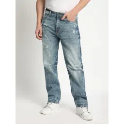 Bene Kleed Blue Cotton Straight Fit Solid Jeans-picture-27