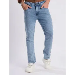 Bene Kleed Light Blue Cotton Solid Slim Fit Mid Rise Jeans-picture-20