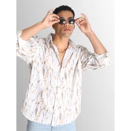 Bene Kleed Men Classic Spread Collar Abstract Printed Cotton Oversized Casual Shirt-picture-44