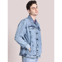 Bene Kleed Men Graphic Printed Oversized Denim Jacket Featuring Detachable Back Patch-picture-34