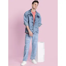 Bene Kleed Men Graphic Printed Oversized Denim Jacket Featuring Detachable Back Patch-picture-32